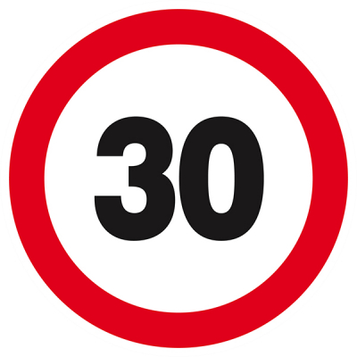 Signaux d'interdiction "Interdit de rouler à plus de 30 km/h"