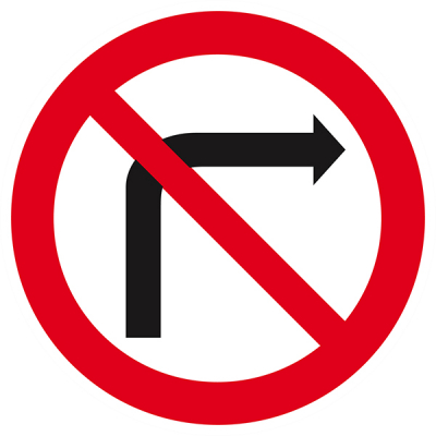Signaux d'interdiction "Interdit de tourner à droite"