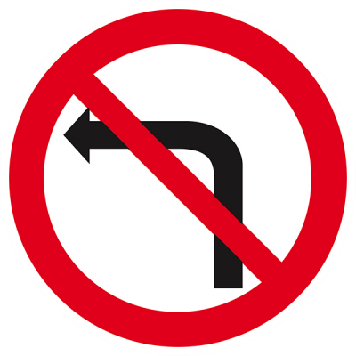 Signaux d'interdiction "Interdit de tourner à gauche"