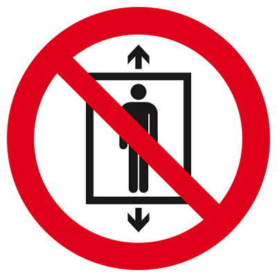 Signaux d'interdiction "Ne pas utiliser cet ascenseur pour des personnes"