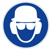 Panneau Obligation de Porter Casque, Lunettes et Casque Antibruit – Signal EPI Sécurité – Conforme I