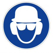 Panneau Obligation de Porter Casque, Lunettes et Casque Antibruit – Signal EPI Sécurité – Conforme I