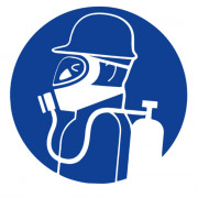 Panneau Obligation de Porter un Casque et un Appareil Respiratoire – Signal de Sécurité Conforme ISO