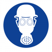 Panneau obligation de porter un casque et un masque de protection respiratoire