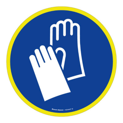 Panneau Port des Gants de Protection Obligatoire – Signal EPI Haute Visibilité – Conforme ISO 7010 e