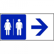 Panneau Toilettes Flèche Droite – Signalétique Sanitaire – Durable & Visible