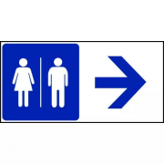 Panneau Toilettes Flèche Droite – Signalétique Sanitaire – Durable & Visible