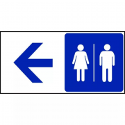 Panneau Toilettes Flèche Gauche – Signalétique Sanitaire – Durable & Visible