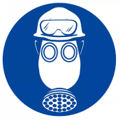 Signal Protection Tête Vue Voies Respiratoires Acides – Sécurité Chimique – Normes ISO