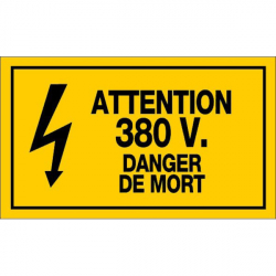 Panneau attention 380V. danger de mort