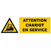 Panneau Attention Chariot en Service – Sécurité Industrie – Rigide & Anti-UV Durable