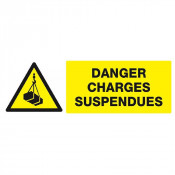 Panneau Danger Charges Suspendues – Sécurité Levage & Manutention – Rigide ou Vinyle Durable