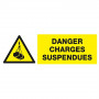 Panneau Danger Charges Suspendues – Sécurité Levage & Manutention – Rigide ou Vinyle Durable