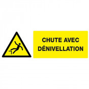 Panneau Danger Chute avec Dénivellation – Sécurisation Zones à Risque – Rigide ou Vinyle Durable
