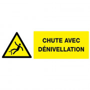 Panneau Danger Chute avec Dénivellation – Sécurisation Zones à Risque – Rigide ou Vinyle Durable