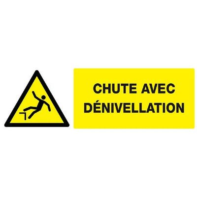 Panneau Danger Chute avec Dénivellation – Sécurisation Zones à Risque – Rigide ou Vinyle Durable