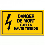 Panneau Danger de Mort Câbles Haute Tension – Signalisation Risque Électrique – Plastique Rigide Dur
