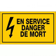 Panneau En Service Danger de Mort – Signalisation Risque Électrique – Plastique Rigide Durable