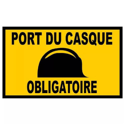 Panneau Port du Casque Obligatoire – Signalisation Sécurité Chantier – Plastique Rigide Durable
