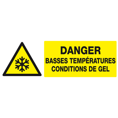 Signaux de danger "Danger, basses températures conditions de gel"