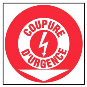 Panneau Coupure d’Urgence + Flèche Directionnelle – Signalétique ISO 7010