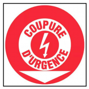 Panneau Coupure d’Urgence + Flèche Directionnelle – Signalétique ISO 7010