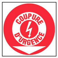 Panneau Coupure d’Urgence + Flèche Directionnelle – Signalétique ISO 7010