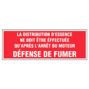 Panneau Distribution d’Essence Après Arrêt du Moteur – Défense de Fumer – Signalétique Sécurité Conf
