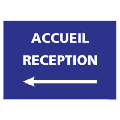 Panneau "Accueil réception" PVC adhésif mur 210 x 300 mm