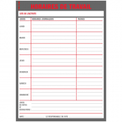 Panneau horaires de travail