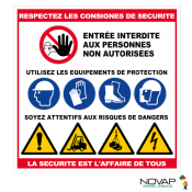 Panneau respectez les consignes de sécurité (Carré)