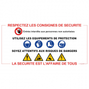 Panneau respectez les consignes de sécurité (Rectangle)