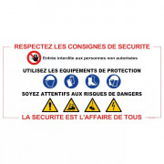 Panneau respectez les consignes de sécurité (Rectangle)
