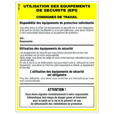 Panneau utilisation des EPI