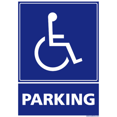 Signalétique PMR "Parking handicapés" pour mur - Wattelez