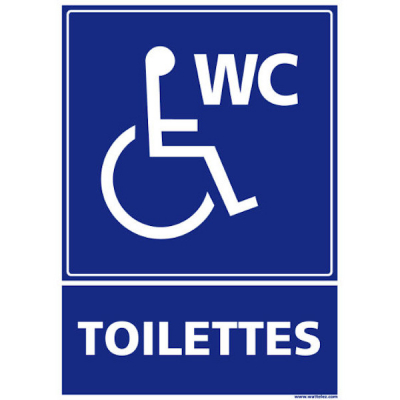 Signalétique PMR WC toilettes handicapés au mur - Wattelez