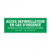Panneau accès défibrillateur en cas d'urgence