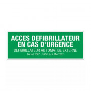 Panneau accès défibrillateur en cas d'urgence
