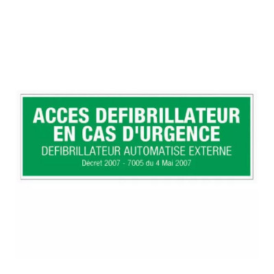 Panneau accès défibrillateur en cas d'urgence