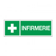 Panneau croix infirmerie – Signalétique premiers secours – Plastique rigide ou vinyle adhésif – Conf