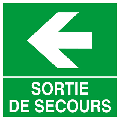 Panneau d'indication d'une sortie de secours flèche à gauche