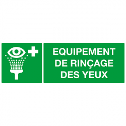 Panneau de signalisation de la présence "D'ÉQUIPEMENTS DE RINCAGE DES YEUX"