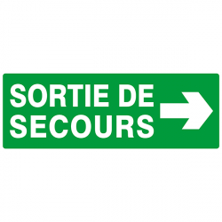 Panneau de signalisation "SORTIE DE SECOURS FLÈCHE A DROITE"