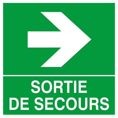Panneau de signalisation "SORTIE DE SECOURS FLECHE A DROITE"