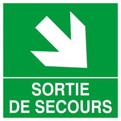 Panneau de signalisation "SORTIE DE SECOURS" (flèche en bas à droite)