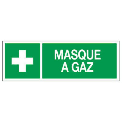 Panneau masque à gaz – Signalétique de sécurité – Plastique rigide 330x120 mm