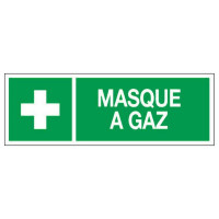 Panneau masque à gaz – Signalétique de sécurité – Plastique rigide 330x120 mm Panneau masque à gaz – Signalétique de sécurité – Plastique rigide 330x120 mm