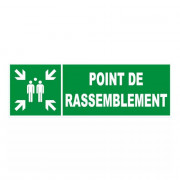 Panneau point de rassemblement – Signalétique d’évacuation – Plastique rigide 450x150 mm