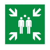 Panneau point de rassemblement – Signalétique d’évacuation – Plastique rigide 480x480 mm