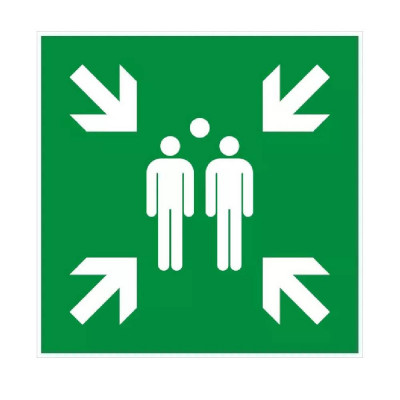 Panneau point de rassemblement – Signalétique d’évacuation – Plastique rigide 480x480 mm